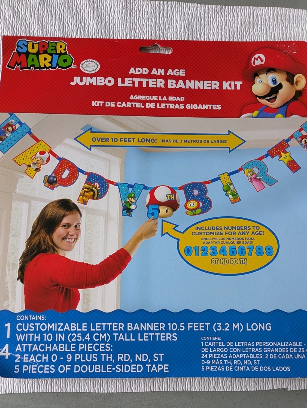 🌸Nintendo Super Mario Jumbo Happy Birthday Letter Banner Kit NWT